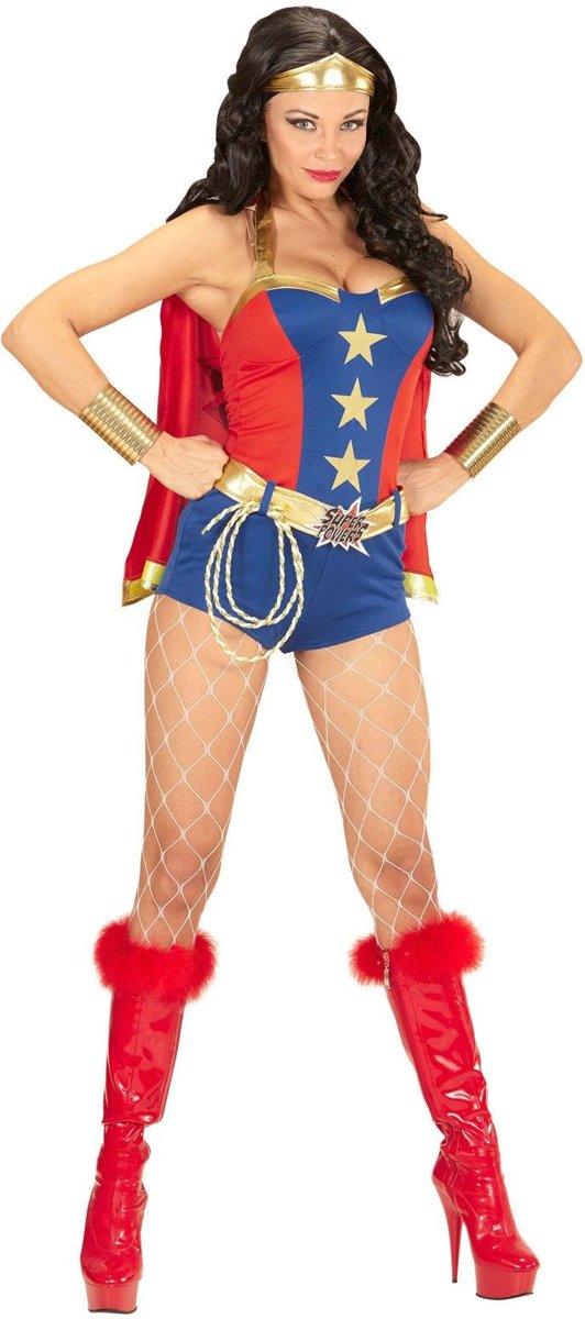 Wonderwoman Kostuum | Ms America Super Power Meisje | Vrouw | Medium | Carnaval kostuum | Verkleedkleding